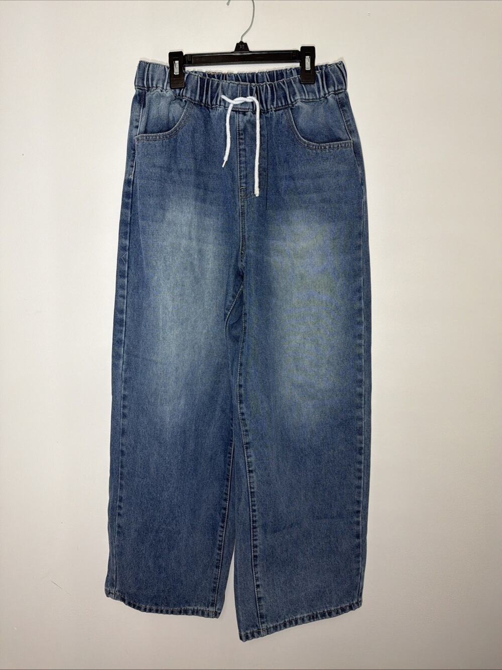 Dazy Designer Jeans Womens XL Blue Denim Elastic Waist Drawstring Baggy Pull On